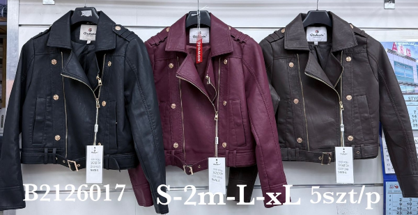 Kurtki damskie skórzana Roz S-XL, 1 Kolor Paczka 5 szt